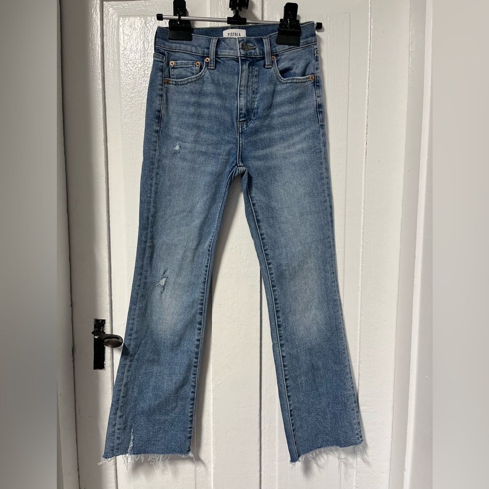 Pistola Denim Jeans distressed Lennon Crop Boot Light Wash size 24